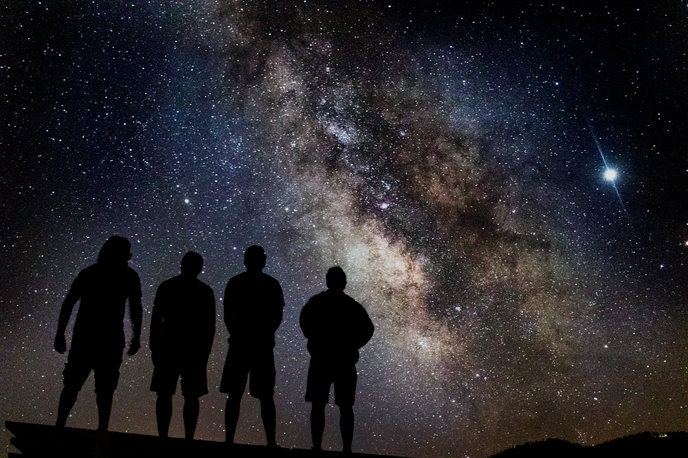 Silhouette of People Stargazing